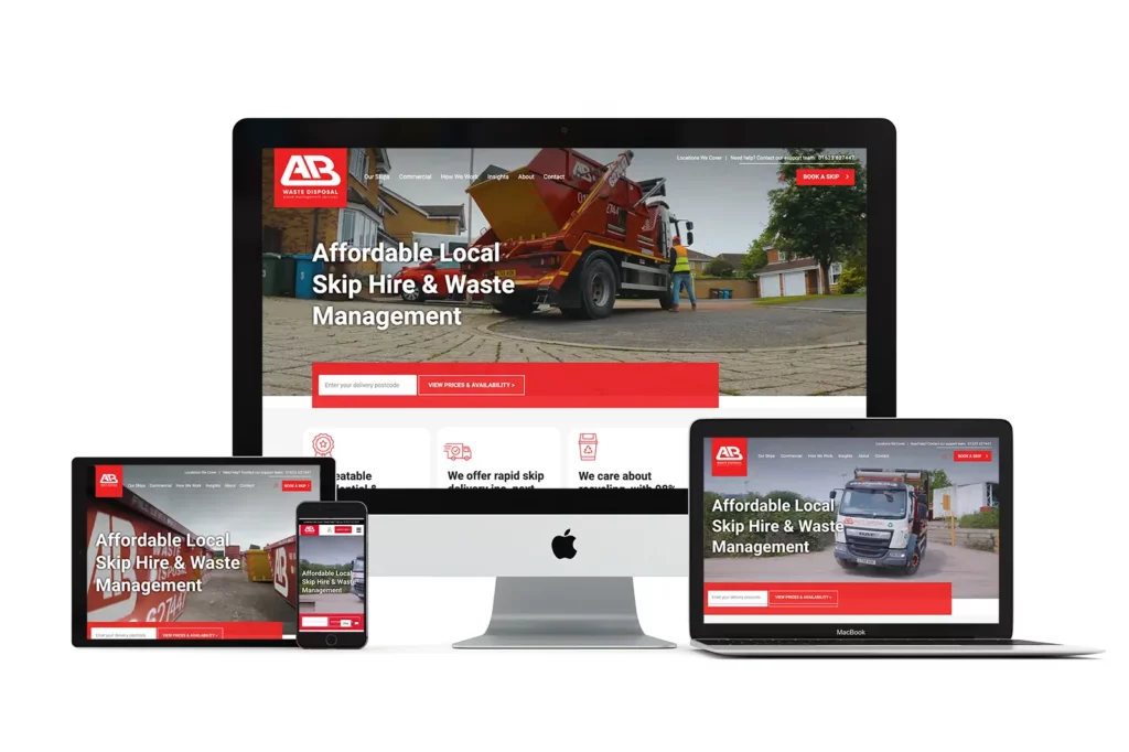website design, rebranding, and video production for AB Waste in Mansfield